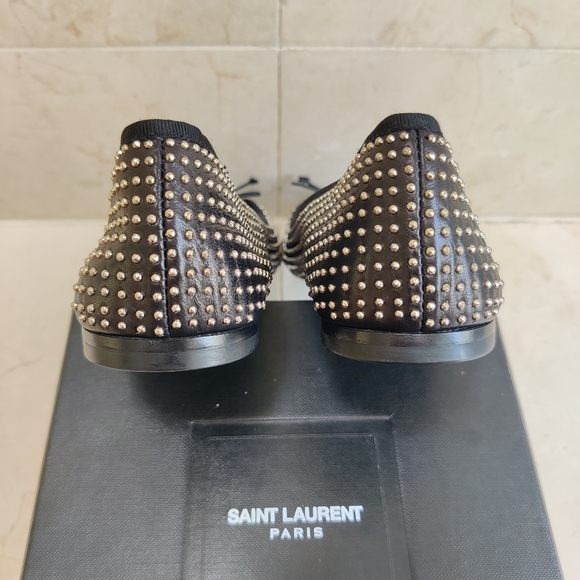 SAINT LAURENT Studded Black Ballet Flats - Picture 5 of 14